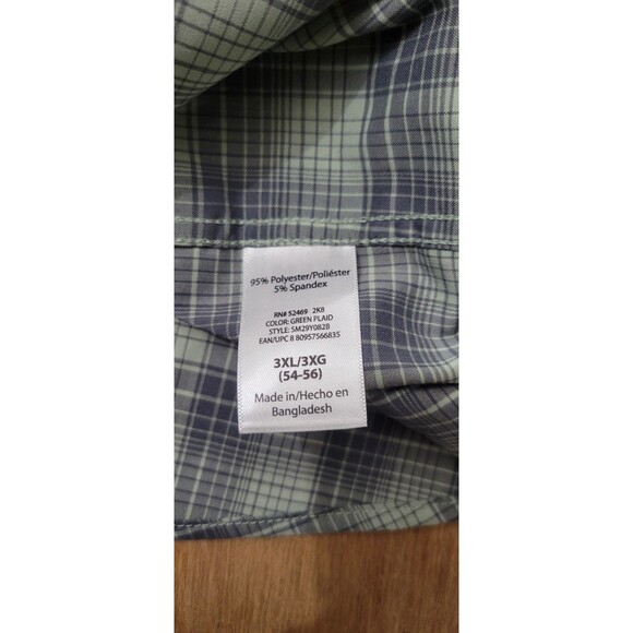 Swiss Tech SM29Y082B Long Sleeve Button Up Men's Size 3XL Green Plaid Shirt - Picture 8 of 11
